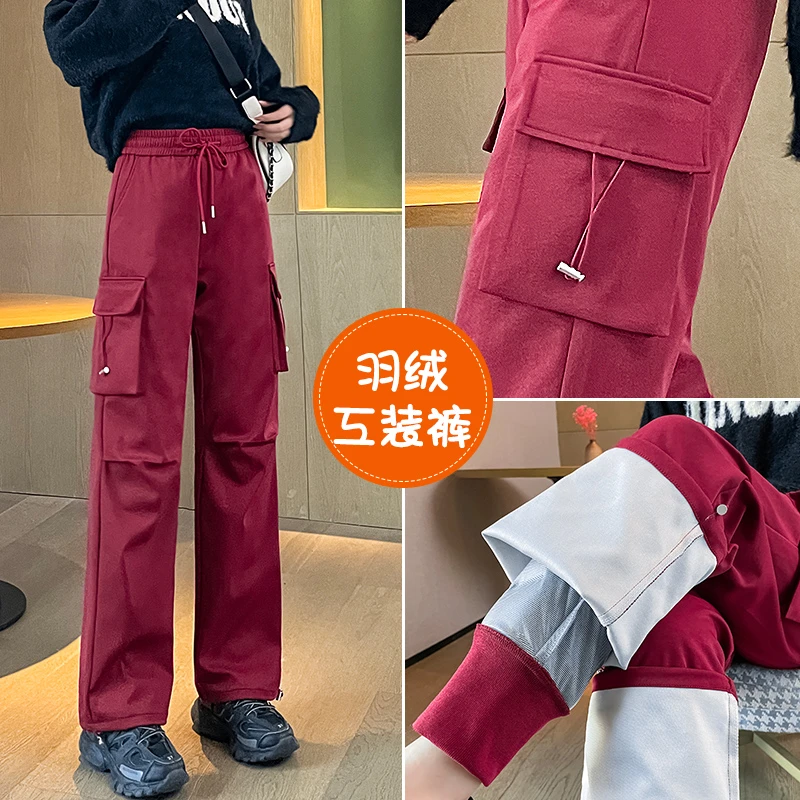 工装羽绒裤女冬季外穿2024新款时尚款高端白鸭绒零下40度保暖棉裤