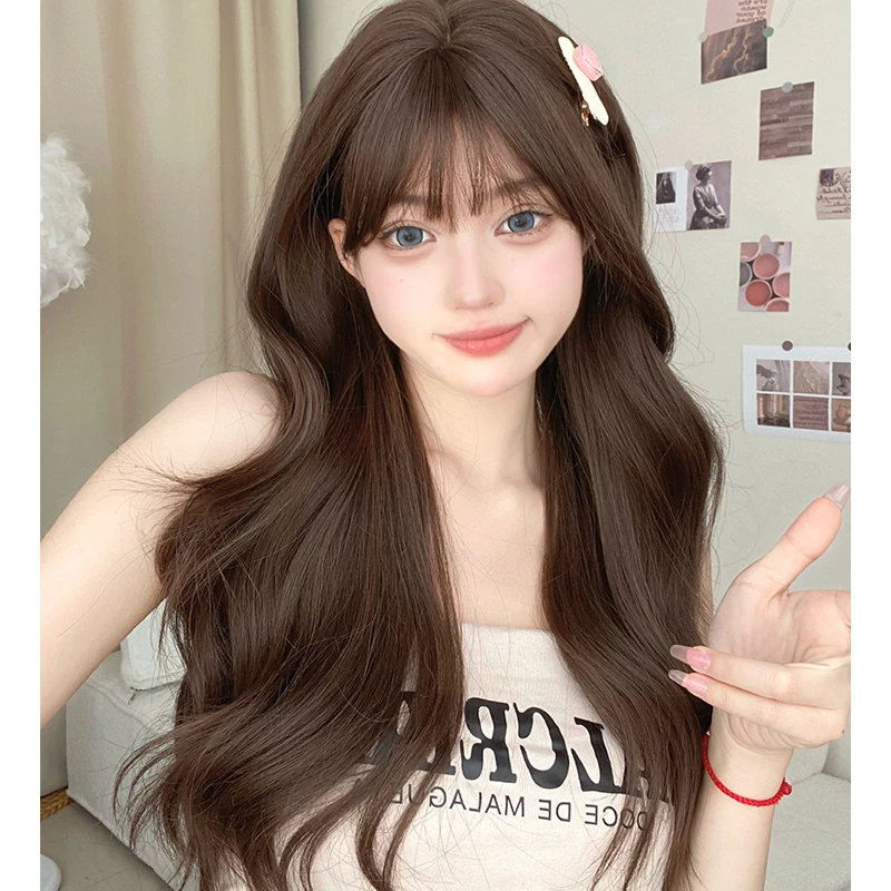SHUDUO/束朵假发女长卷发自然齐刘海Lolita全头套逼真头皮jk假发