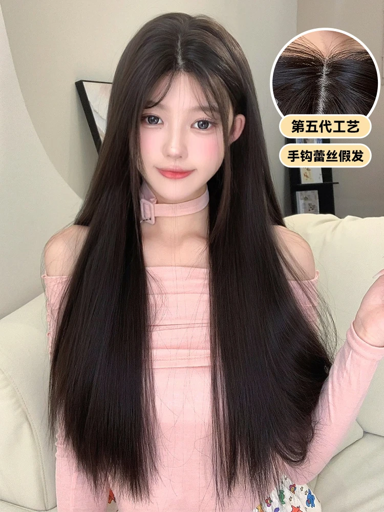 SHUDUO/束朵假发蕾丝女中分刘海长直发lolita减龄修脸网红全头套