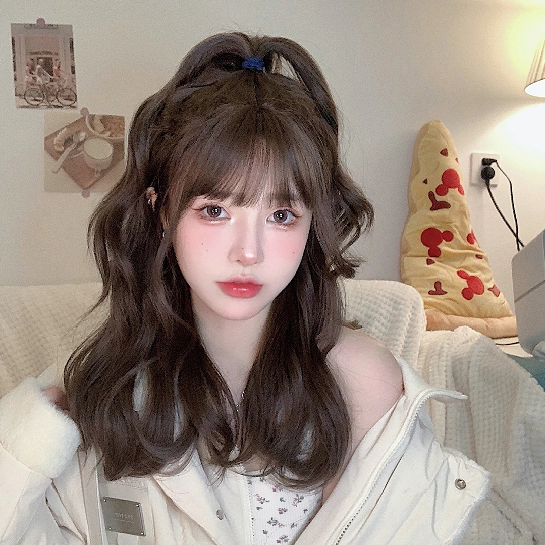 束朵假发女长卷发网红自然水波纹卷逼真中长发日常全套式