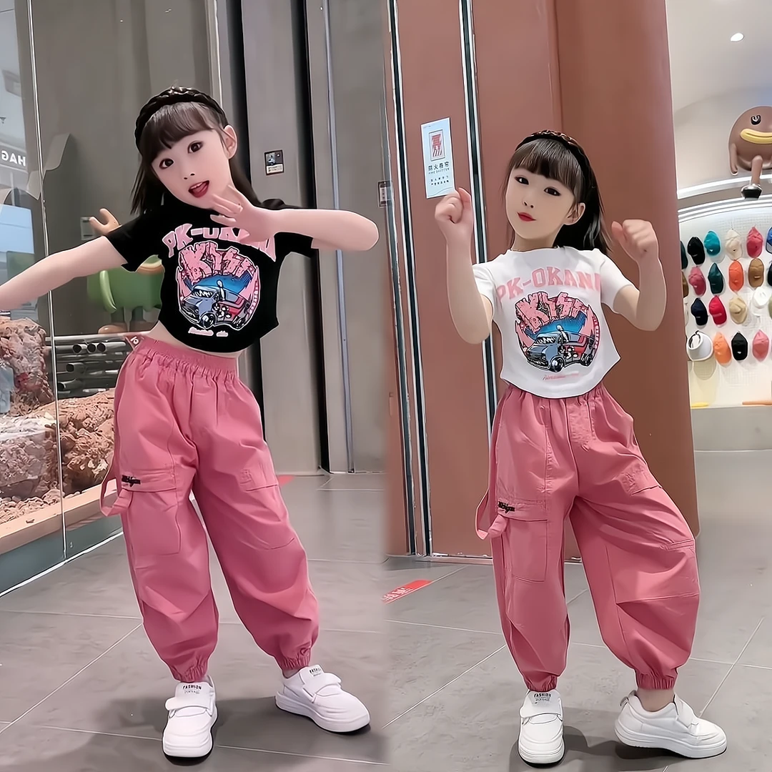女童夏季套装洋气时髦童装女儿童衣服运动2025炸街潮牌服装爆款