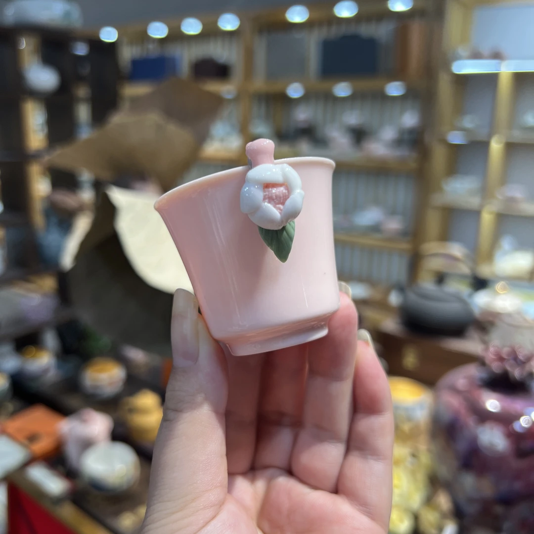 粉泥陶瓷手工捏花聚香杯