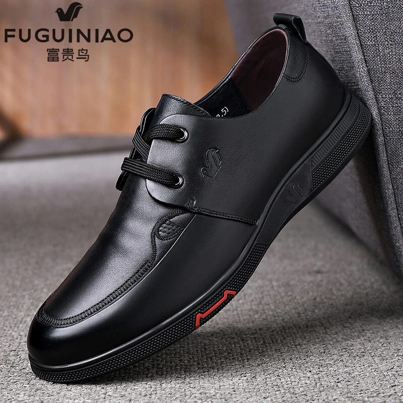 正品富贵鸟男鞋真皮四季35码36码休闲皮鞋男士大码青年中年软皮鞋