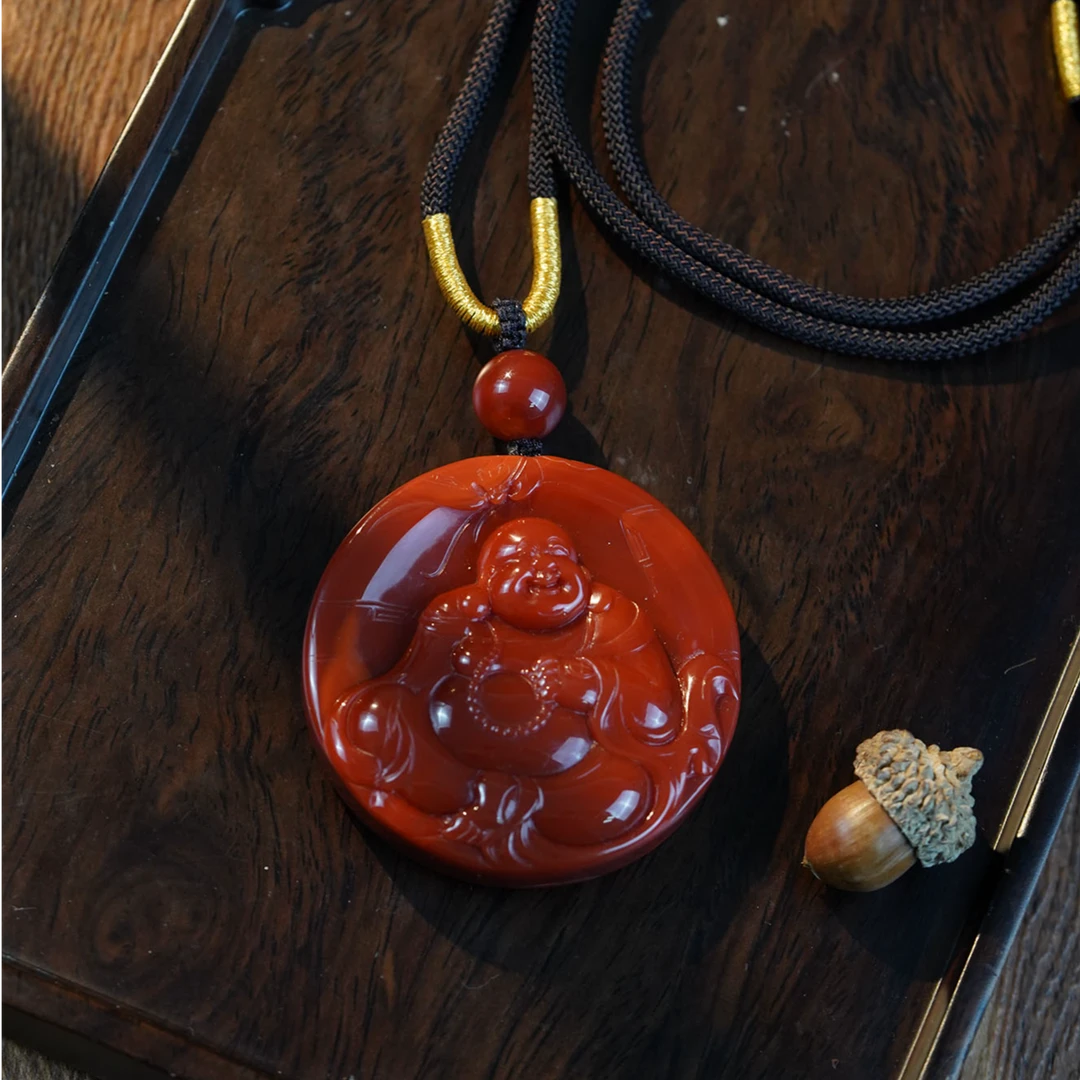 【凤鸣珠宝】天然原矿南红大典藏级佛公吊坠 D-143