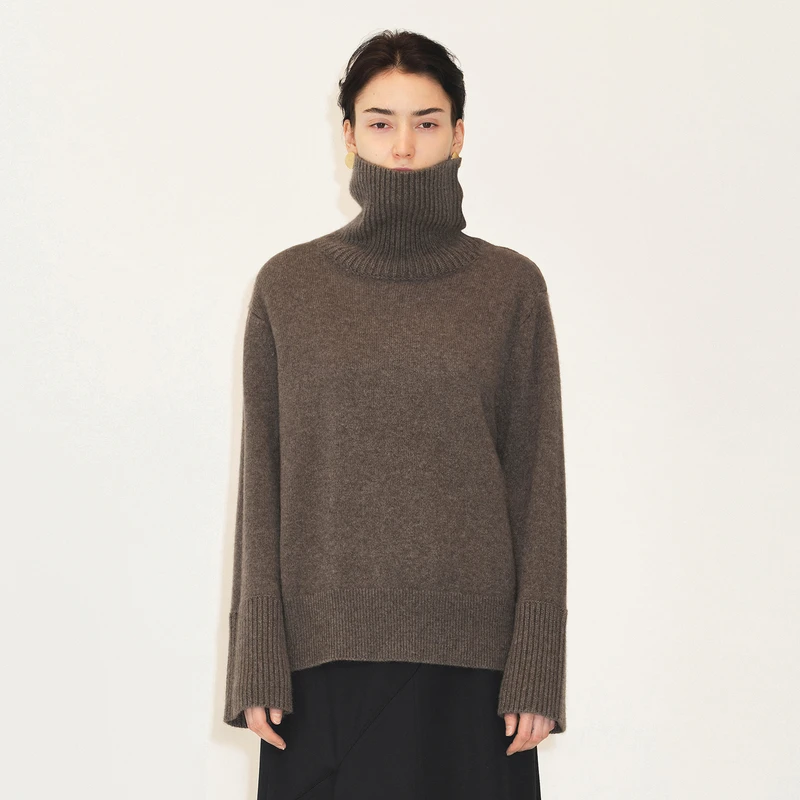 LESS冬季牦牛绒毛衣纯色高领长袖套头针织衫2MA310230
