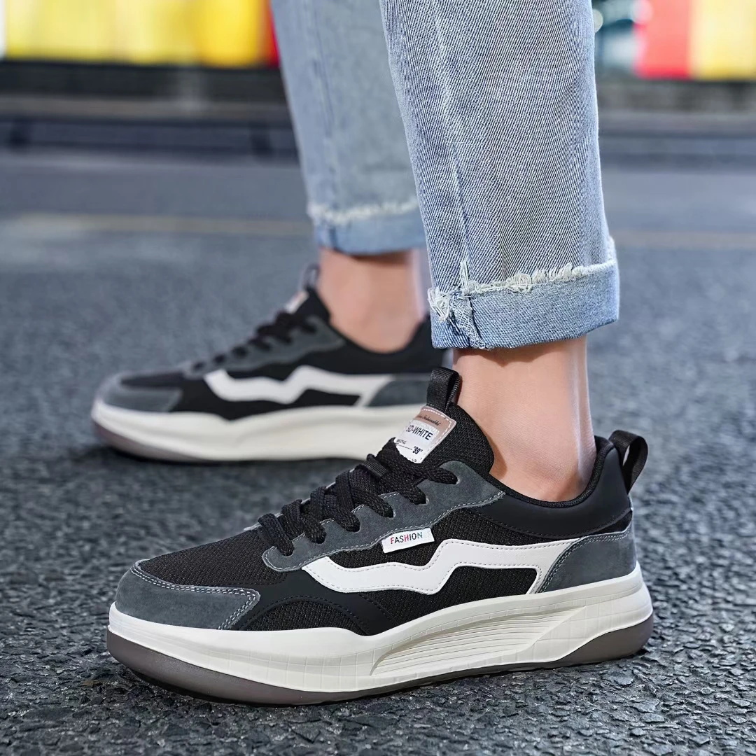 2024夏季男士百搭时尚透气潮鞋单网休闲运动鞋厚底板鞋9591