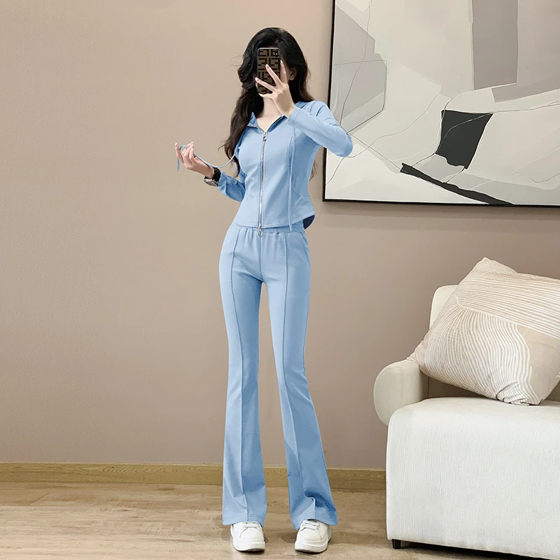 休闲运动套装女新款显瘦洋气修身运动服套装女新款女装两件套