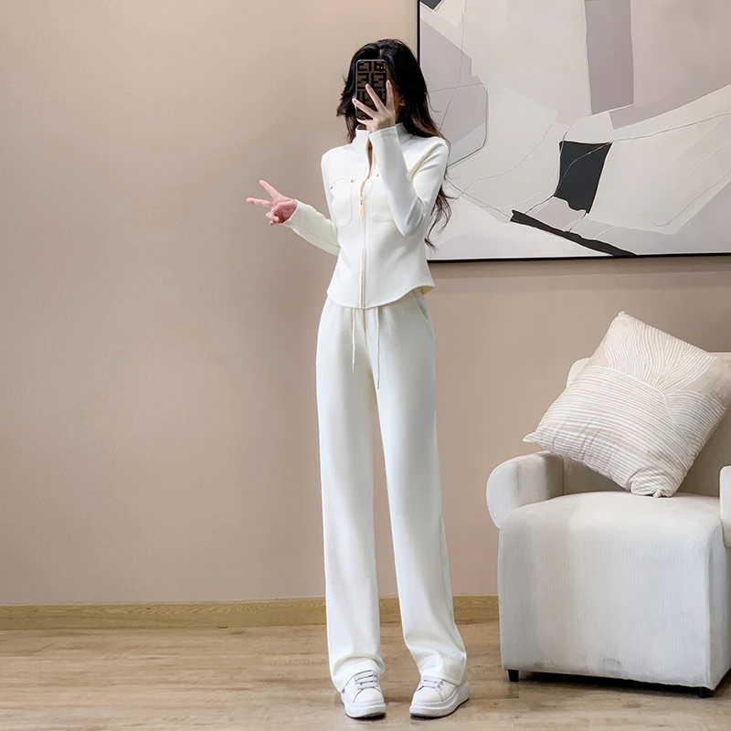 2025早春新款修身显瘦轻奢简约气质上衣时尚洋气休闲运动套装女