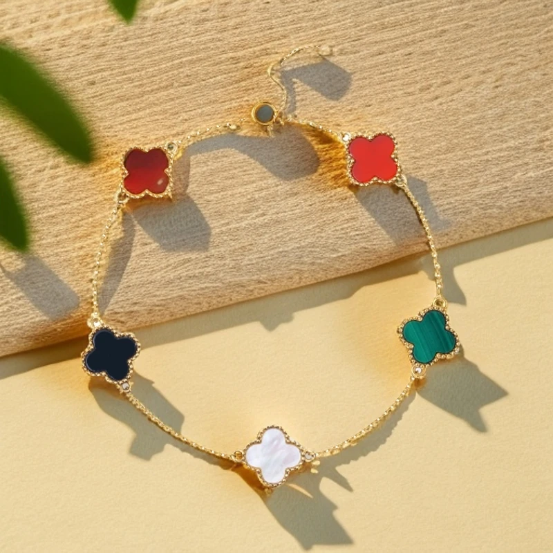 双11小聂专属五花卡链）18K金镶嵌玛瑙贝壳多宝手链10mm多样性发一