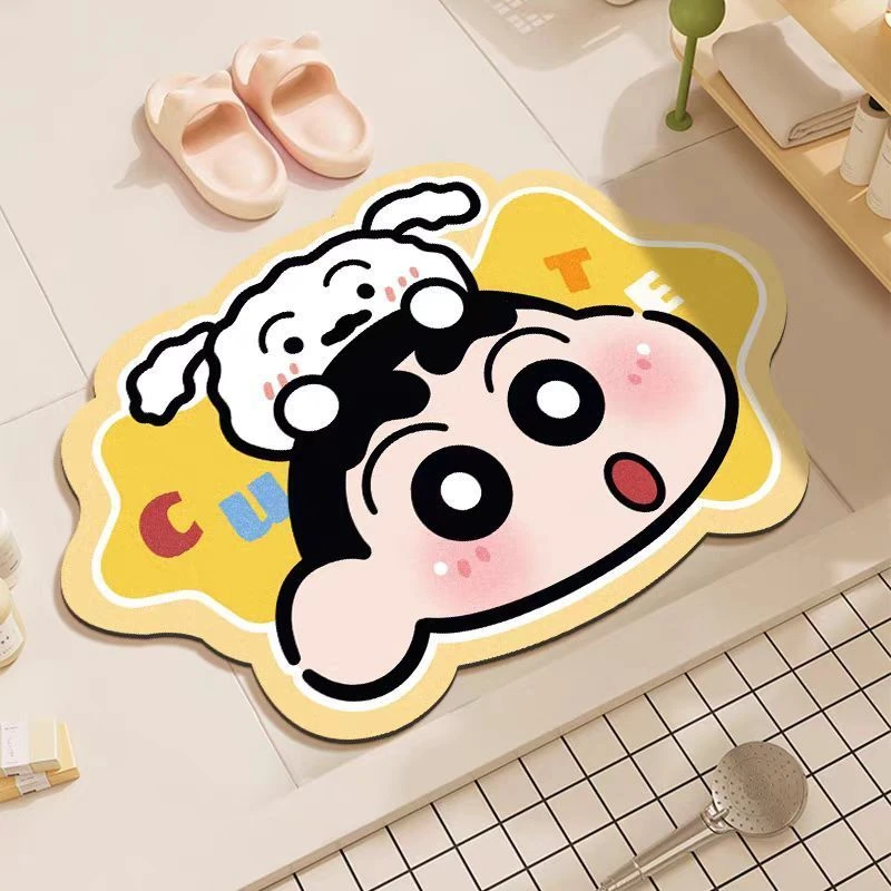 卡通小新硅藻泥浴室厨房吸水异形厕所地垫耐磨卧室脚垫防滑地毯