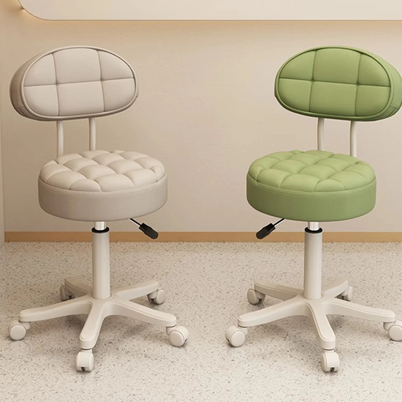 美容凳子美容院专用升降滑轮美发大工凳家用化妆圆凳美甲靠背椅子