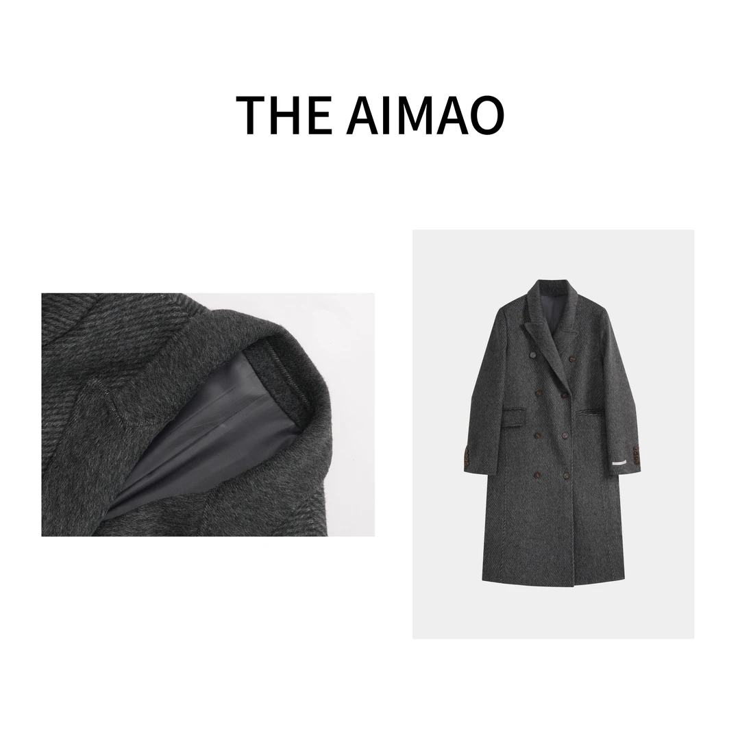 【THE AIMAO】“经典隽永”90/10羊毛混纺人字纹大衣XYX81078