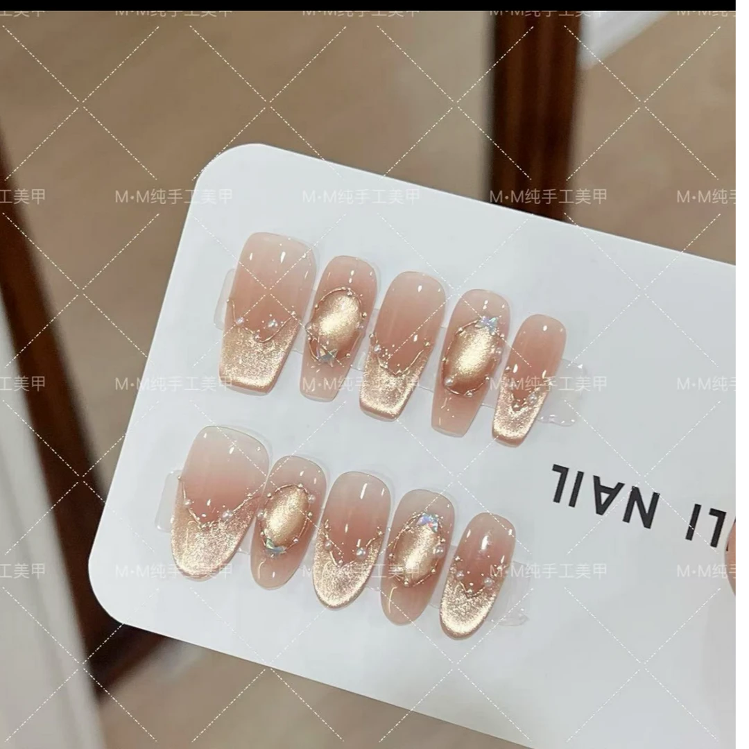 【纸醉金迷】纯手工穿戴甲美甲穿戴式光疗甲冰透渐变流行纯欲