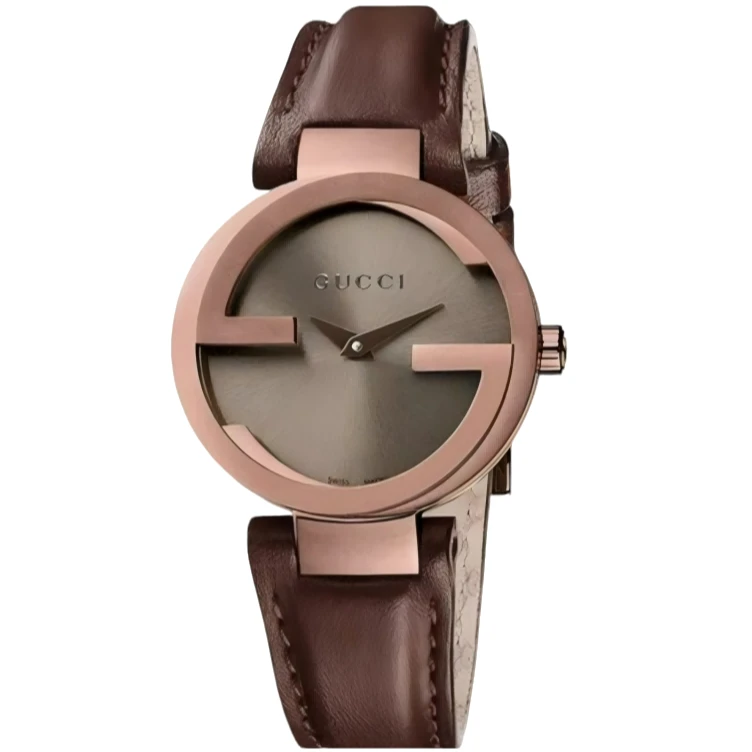 GUCCI古驰腕表 咖啡色表盘女款37mm 经典双G旭日纹表盘YA133309