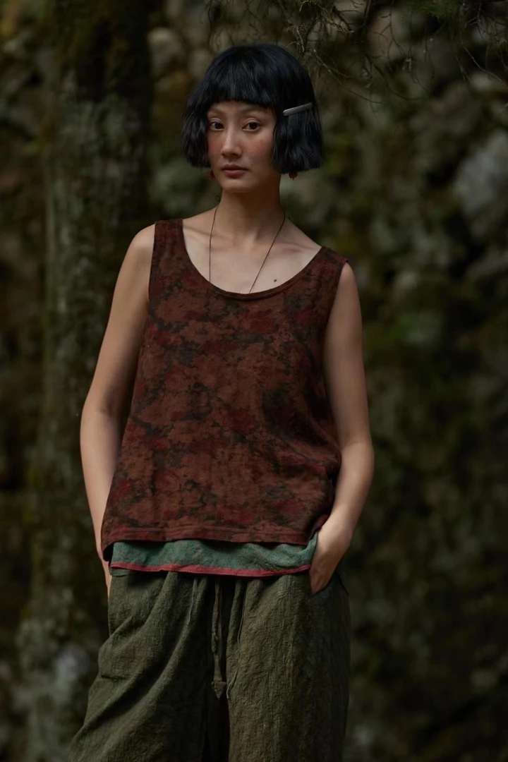 左岸迷香 原创设计 文艺休闲花色背心Z23SS4008