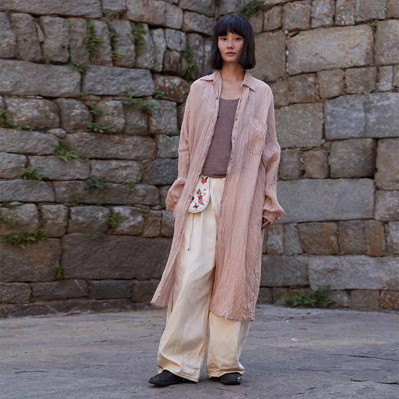 左岸迷香 原创设计纯色薄款休闲长衬衫Z24SS1011