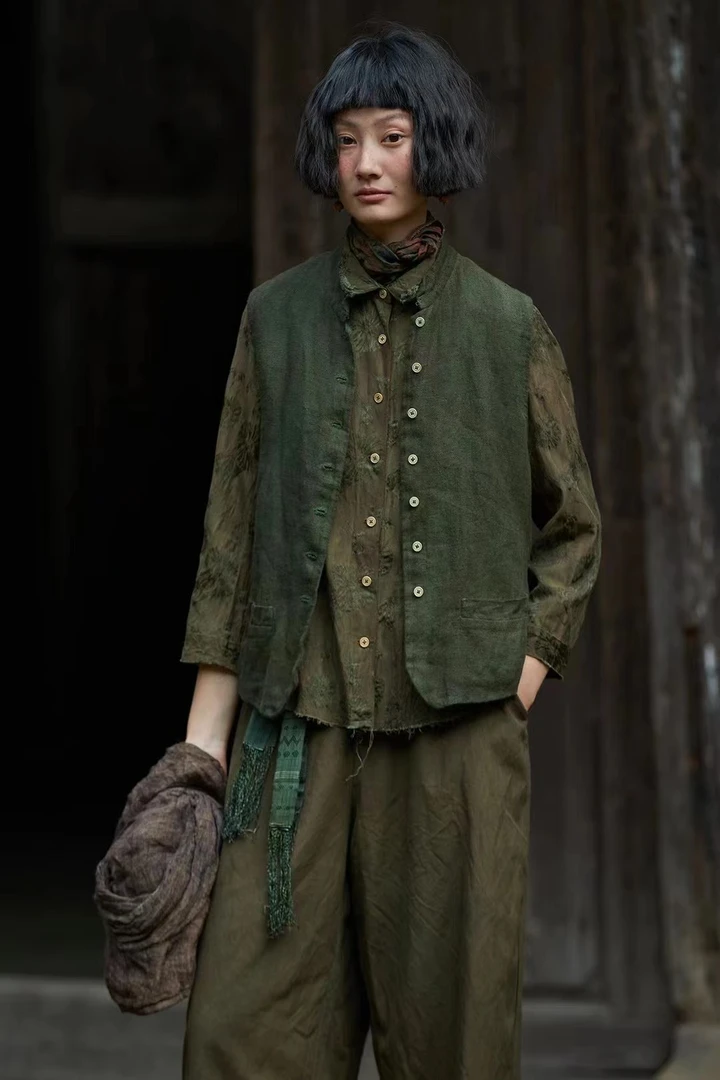 左岸迷香 原创设计 亚麻休闲马甲Z23SS6002