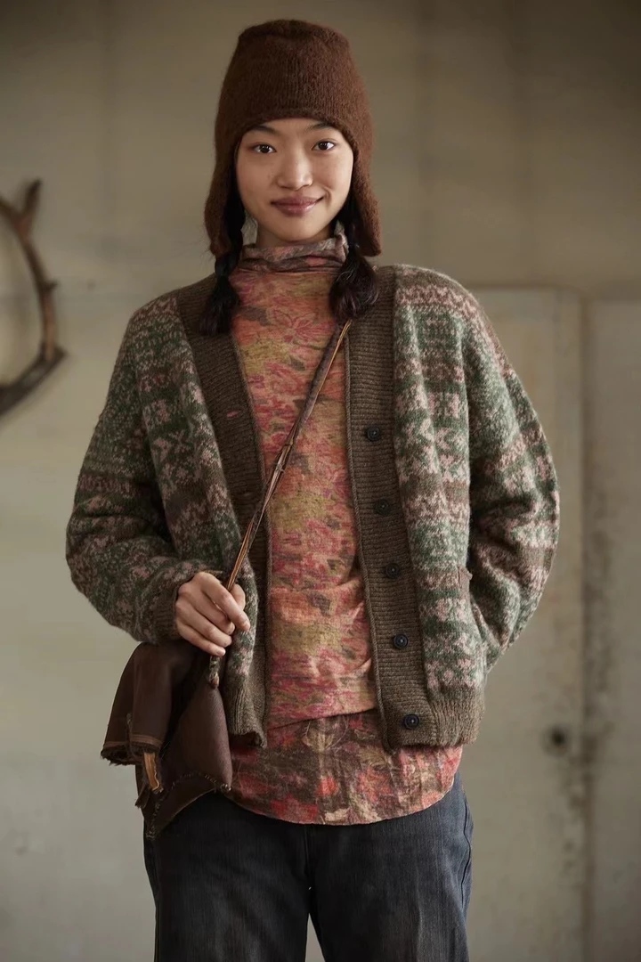 左岸迷香 原创设计 文艺复古针织开衫针织外套Z23FW7057