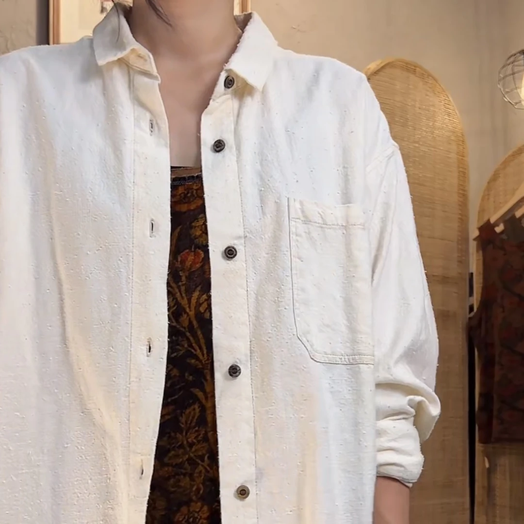 左岸迷香 原创设计 纯棉水洗休闲白衬衫Z22SS1009