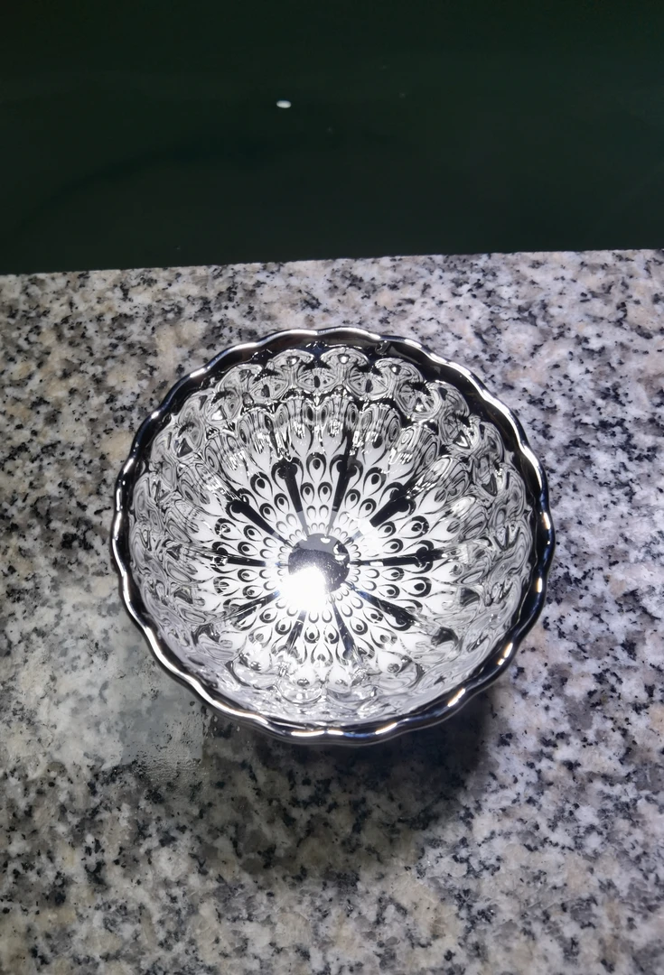 【闪购商品】天山雪莲茶盏茶具茶杯陶瓷主人杯纯手工鎏银锤纹精美