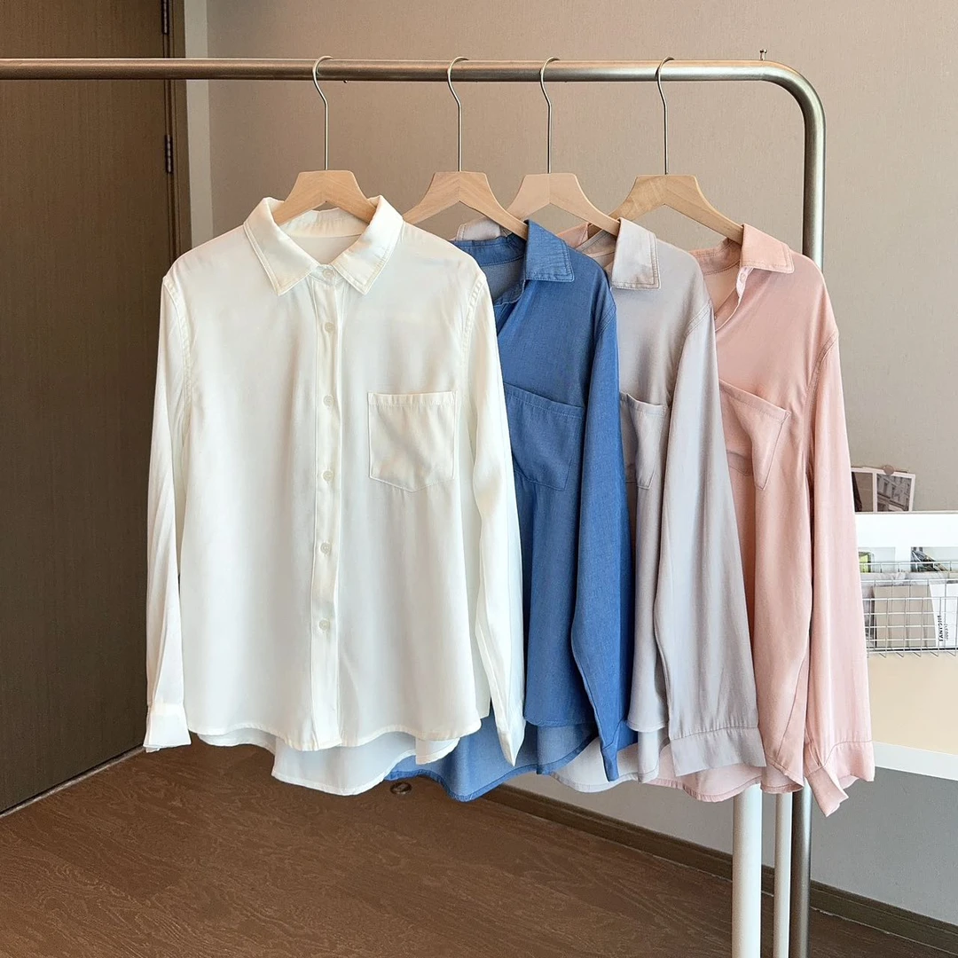 二里定制 松弛感简约通勤衬衫宽松百搭减龄显白遮肉气质长袖衫