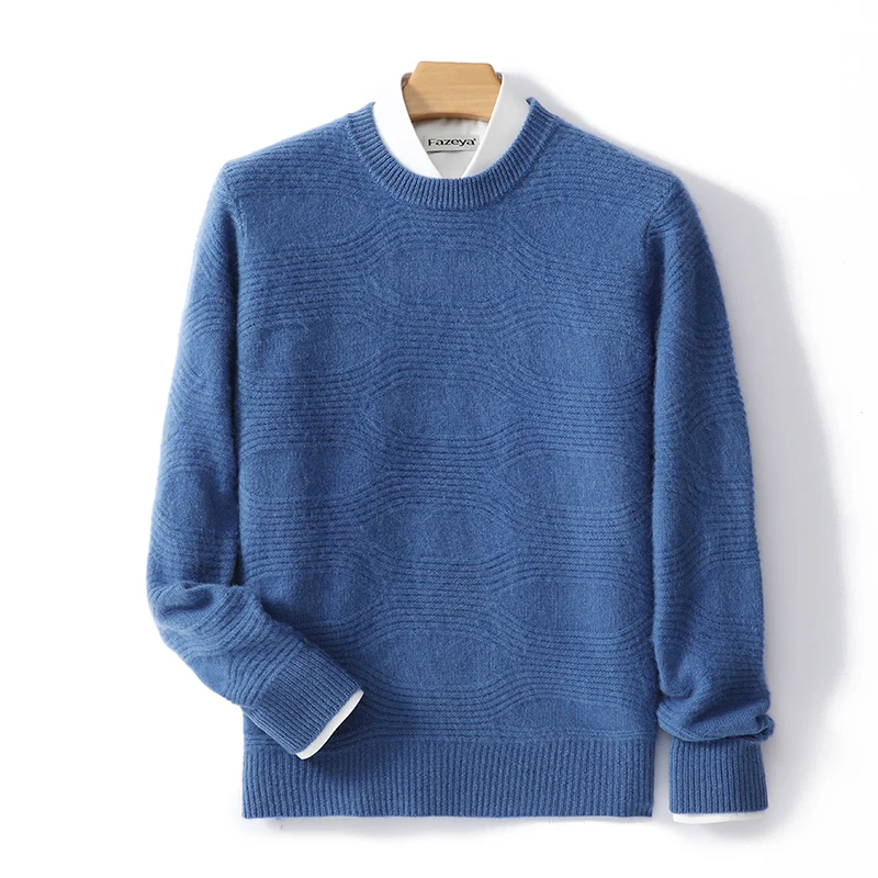 镇店宝物！秋冬羊绒衫男圆领加厚保暖毛衣半高领纯色休闲针织衫