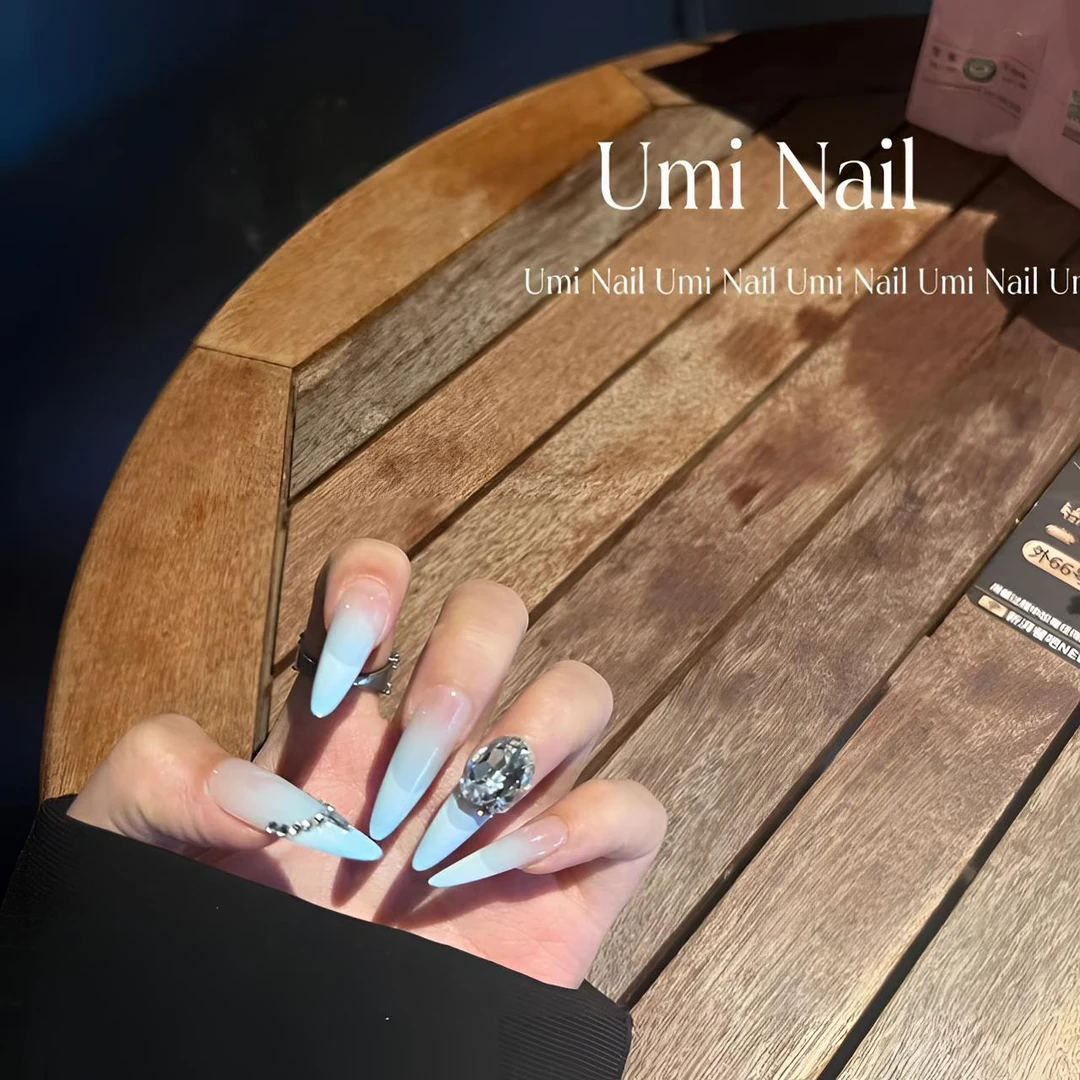 「蓝海」奇思妙想 Nail|33加长尖圆 纯手工定制|可拆卸穿戴甲