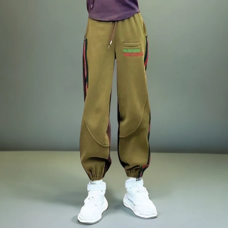 2025秋冬时尚高腰束脚哈伦长裤新款宽松显瘦运动百搭字母休闲裤女