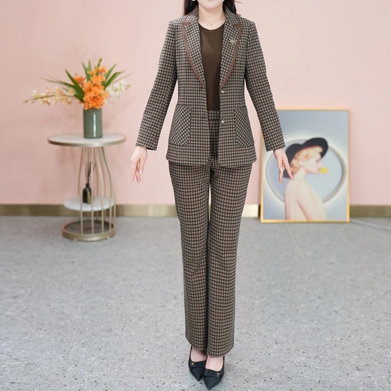 2025秋季新款长袖西装套装女时尚气质休闲显瘦西服上衣裤子两件套