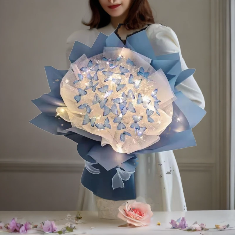 【艺凡】情人节diy手工礼物蝴蝶花束送女朋友闺蜜生日礼物