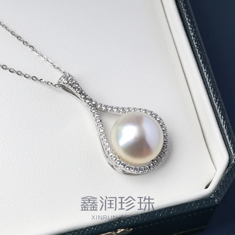 S925银镶嵌干枯澳白珍珠吊坠12-14MM（单吊坠不含链）多样性发一