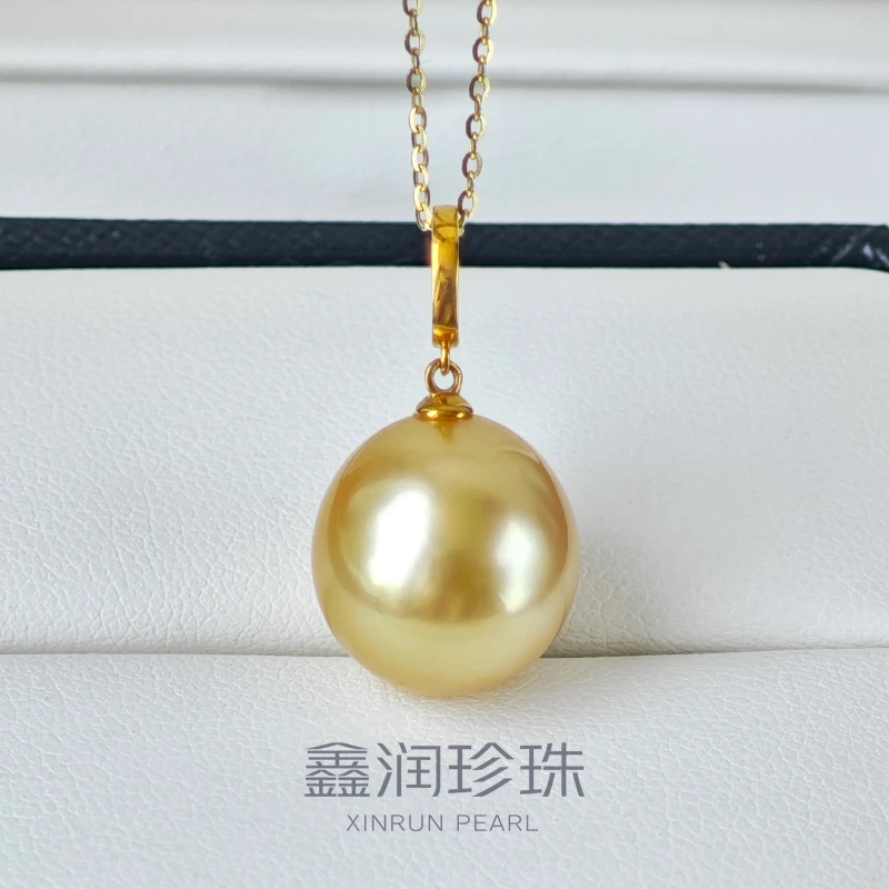 18K金镶嵌南洋海水金珠吊坠13-14MM（单吊坠不含链）简约多样性发一