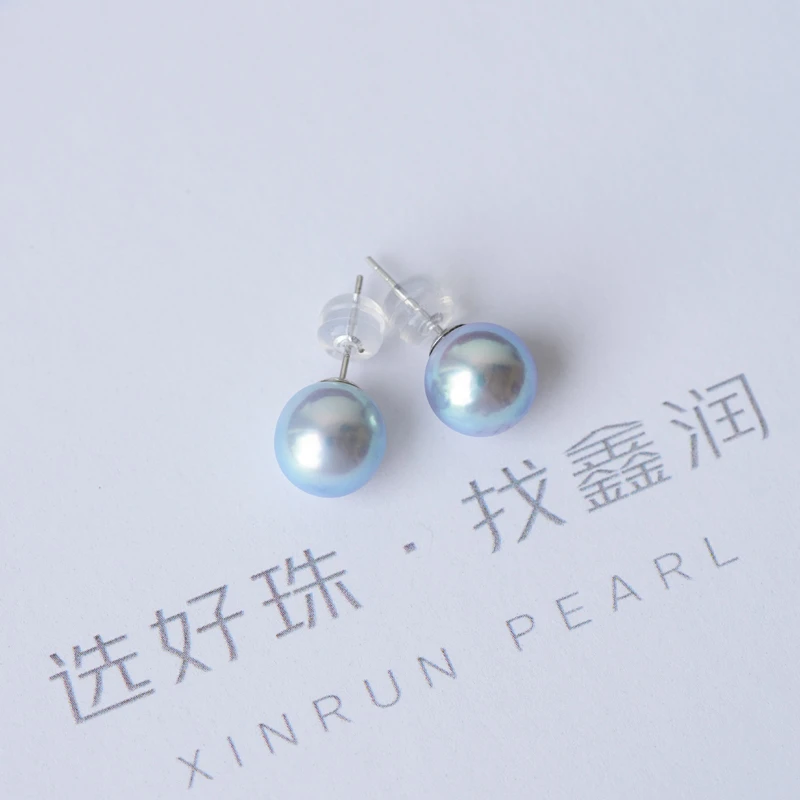 18K金Akoya海水珍珠真多麻耳钉8.5-9.5MM轻奢气质时尚*多样性发一