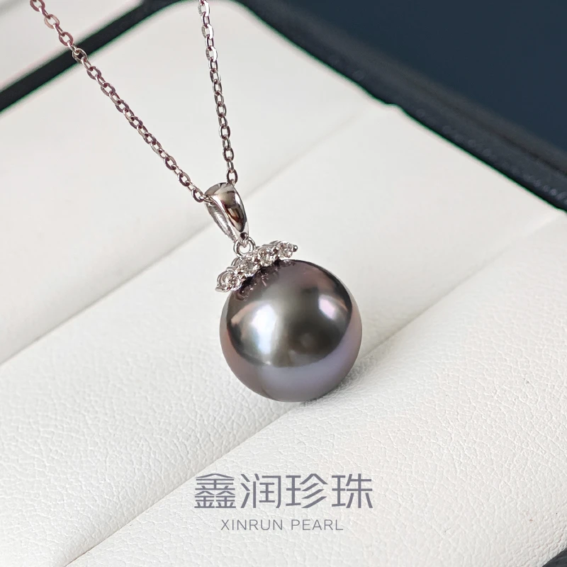 大溪地黑珍珠吊坠18K金镶嵌11-12MM（单颗珍珠不含项链）多样性发一