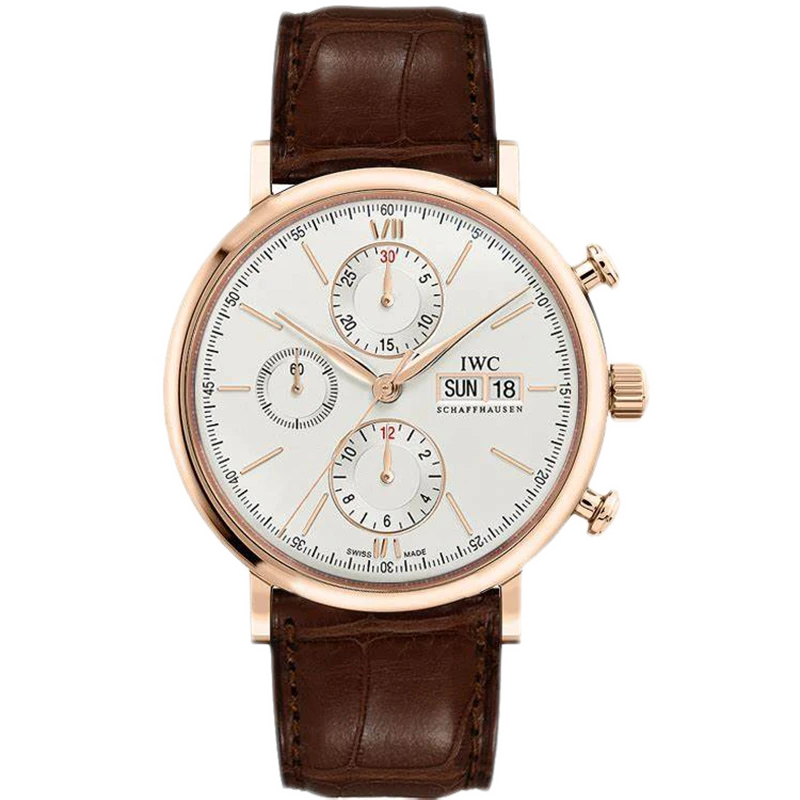 99新 IWC/万国 柏涛菲诺计时单表18k玫瑰金自动机械男表IW391020