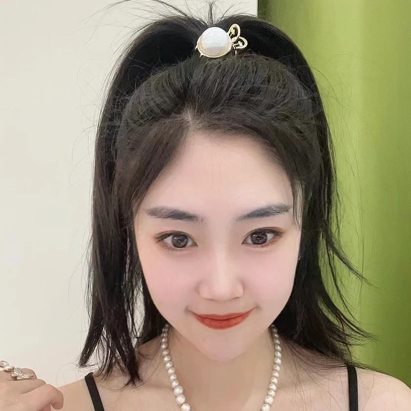 铜合金仿珍珠发饰 高马尾固定人鱼姬小抓夹发饰贝珠夹子头饰发夹