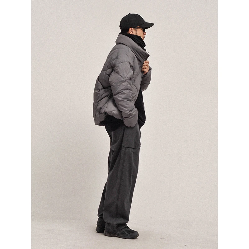 Cleanfit氛围感！敲保暖冬季立领菱格廓版复古通勤百搭宽松羽绒服