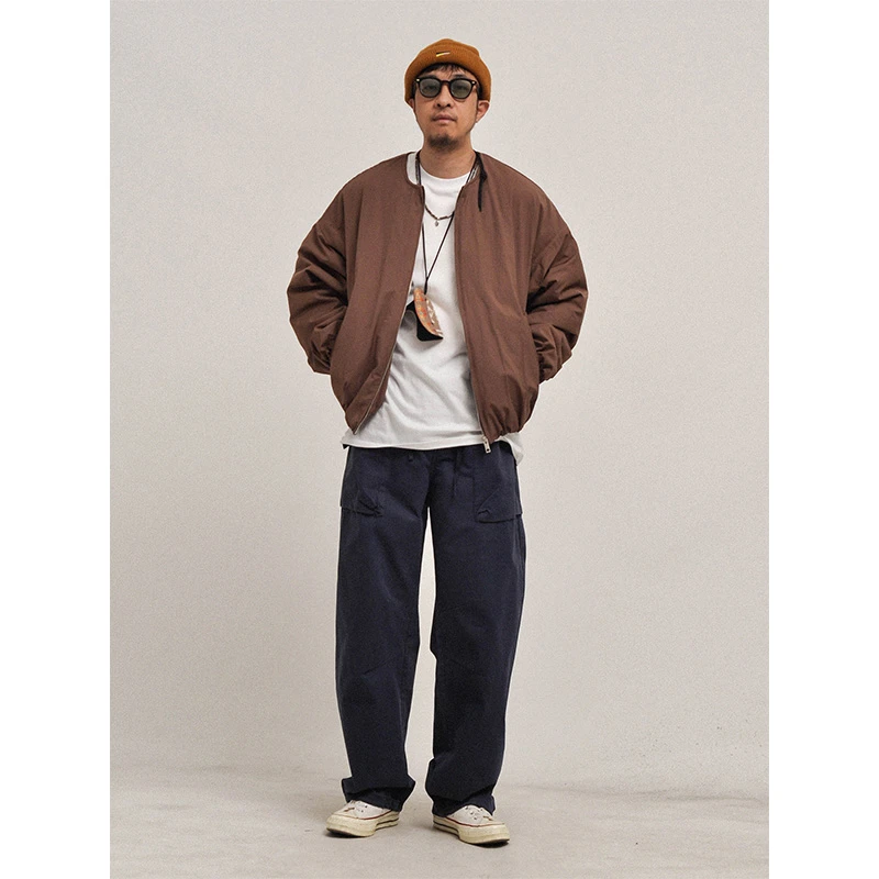 这件无领素色简约棉服你冲了吗？内里绗缝冬季保暖宽松休闲棉衣潮