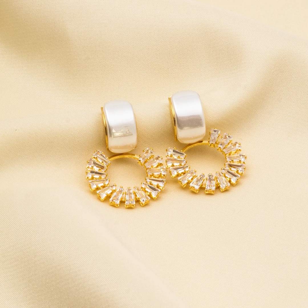 铜合金合成锆石耳饰 8330东大门几何经典耳饰女时尚百搭简约耳环