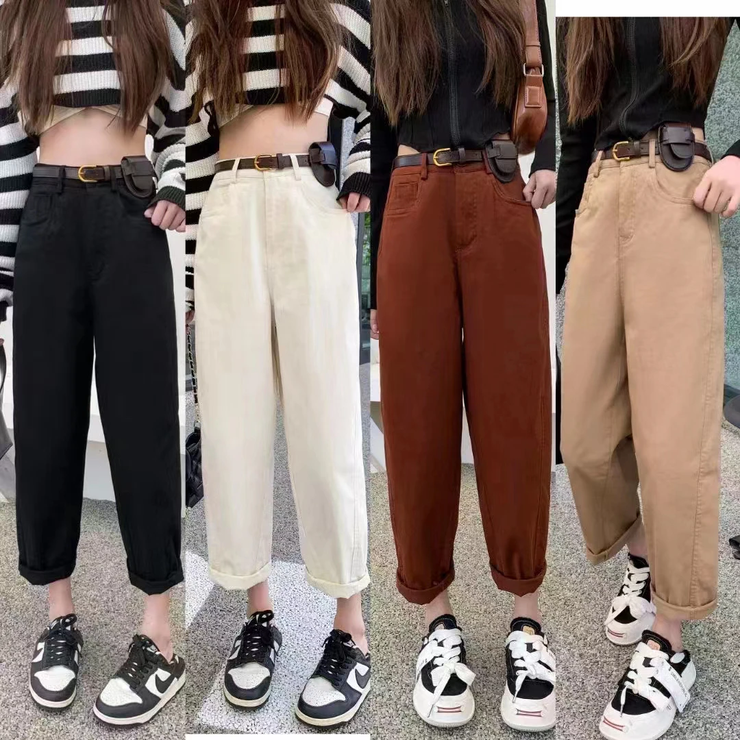 韩系棉质男友裤四色可选简约百搭气质款
