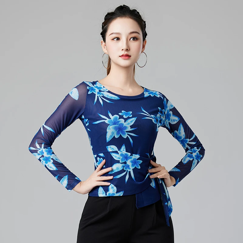 古典舞服气质修身长袖上衣成人中国风现代舞民族舞服装练功服女