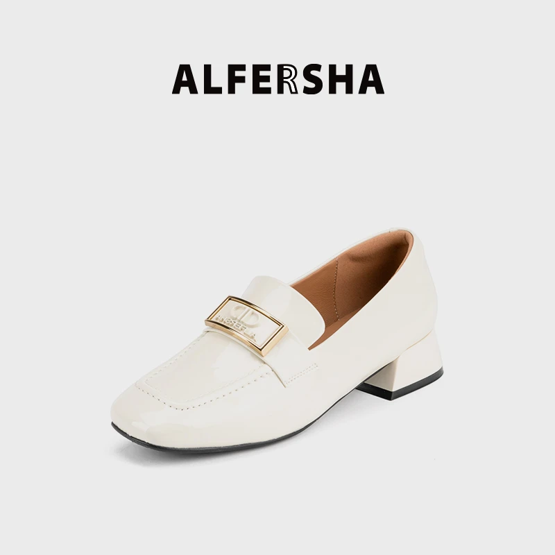 四季单鞋阿芙莎2619180秋季新款粗跟时尚方头单鞋