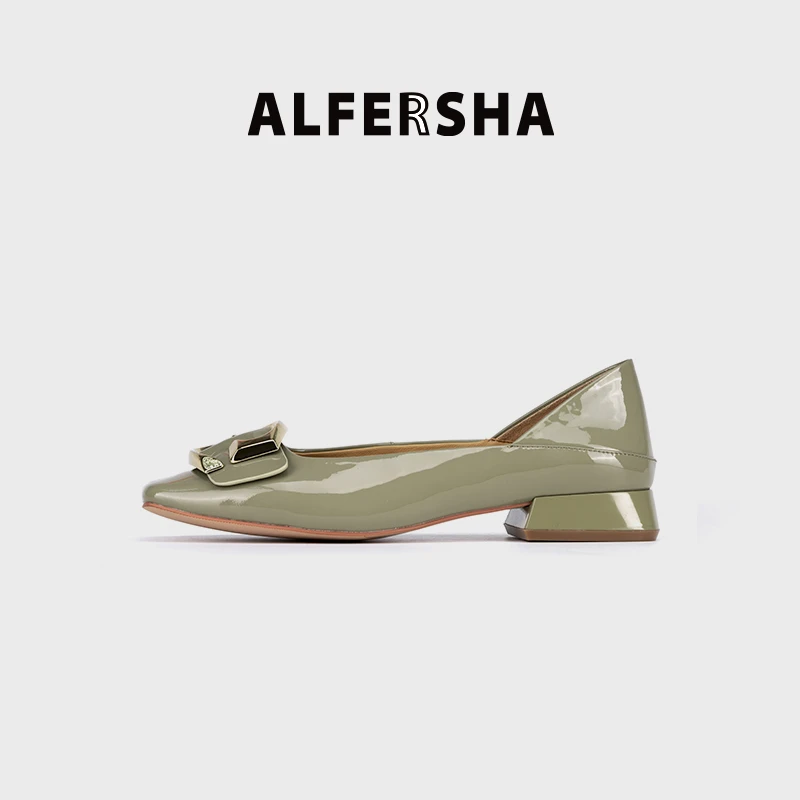 2025春款四季单鞋阿芙莎261963春季新款气质金属扣平底方头单鞋