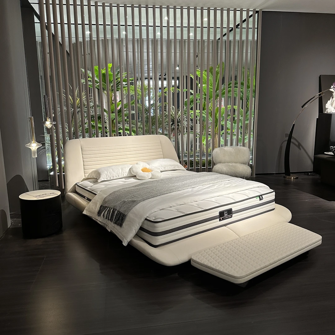 法拉利联名同款SEGNO LETTO意式极简创意悬浮别墅头层牛皮大床