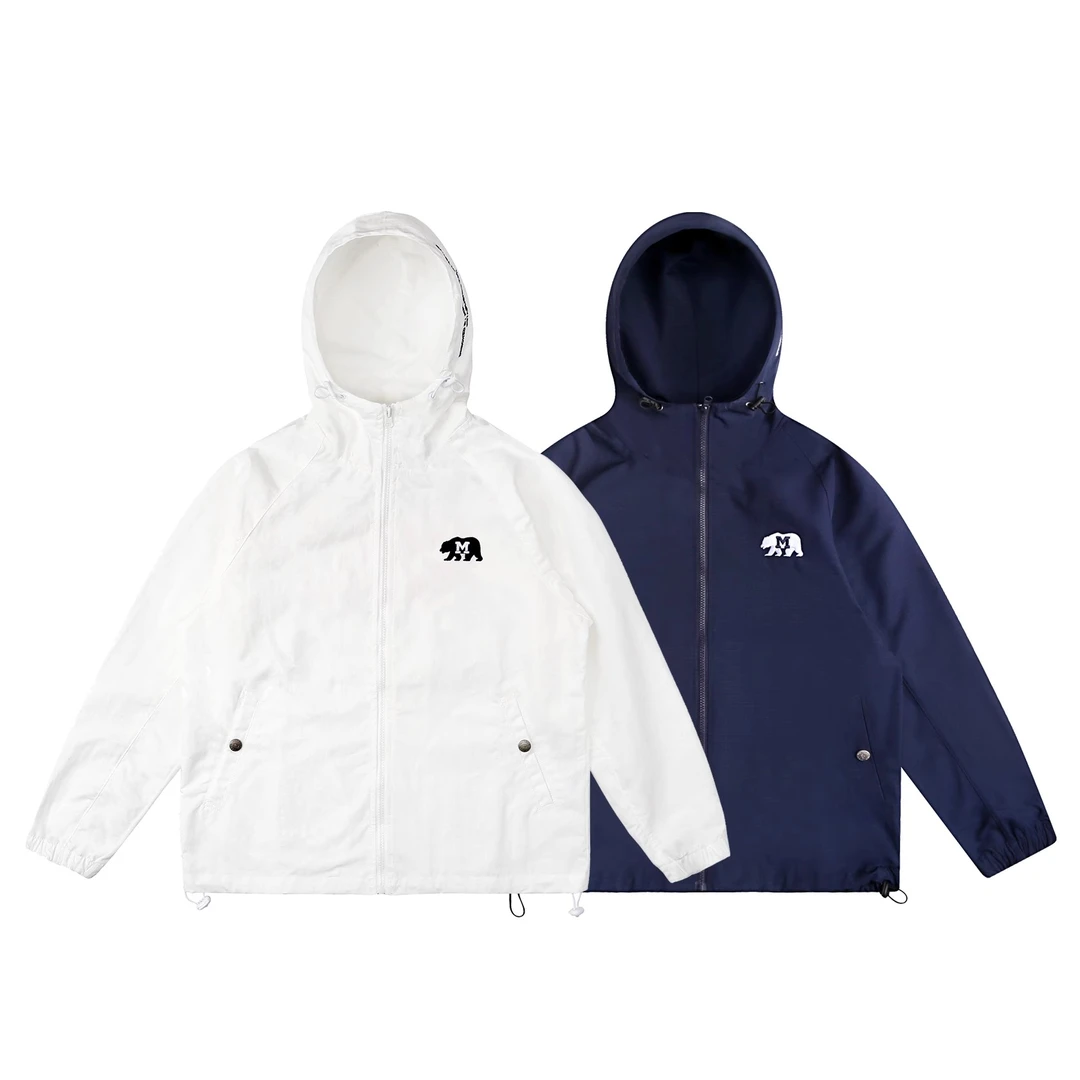 MCREW CABEAR加州熊秋冬运动休闲白色藏青拉链连帽夹克风衣外套