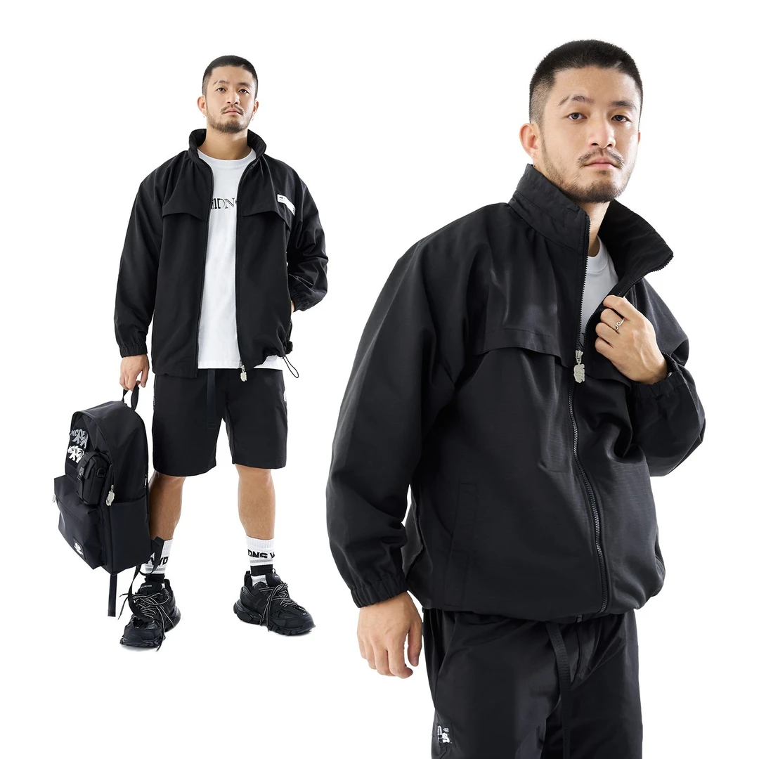 MCREW WILDNESS秋冬机能风运动黑色拉链连帽夹克风衣外套