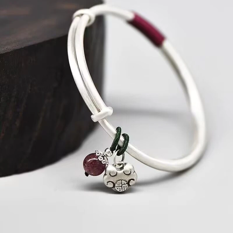 925银手镯 银手镯女纯银年轻款925时尚手饰复古银饰实心银制品礼