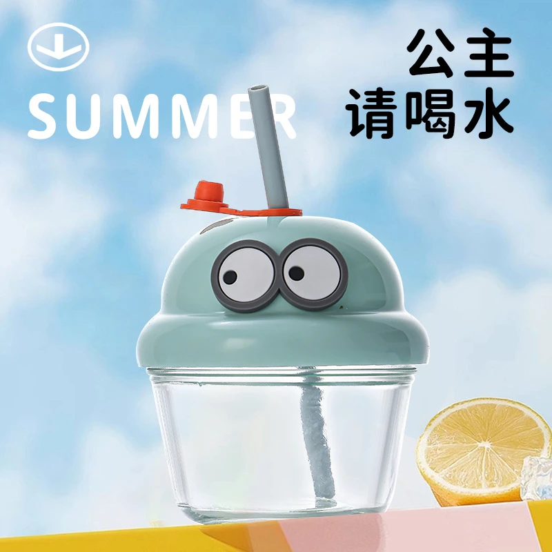 迷你水杯玻璃杯iens墩墩杯小奶杯女咖啡牛奶杯搞怪胖胖杯带吸管