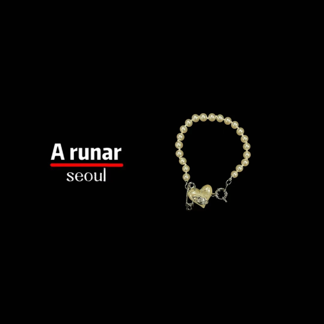 铜合金仿珍珠手链 【693】西土星贝珠爱心吊坠手链