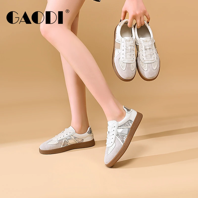 GAODI/高蒂新款猪皮百搭软底软底系带鞋蕾丝带德训鞋243329-201